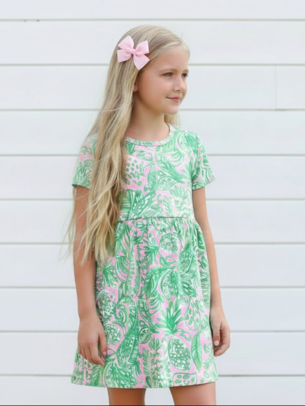 Green & Pink Preppy Pineapple Dress,NWT